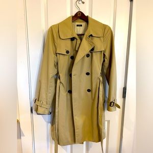 J Crew classic trench coat. Tan. Swingy style. Size 6.